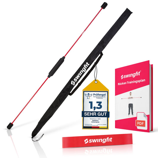 swingfit® swing bar [including bag, band & workout plan] - Recommended by therapists. Gymnastics swing bar for deep muscles.