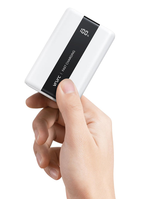 VRURC Powerbank 20000mAh Fast Charging 22.5W, USB C Power Bank Small and powerful External Battery Packs PD QC3.0 Battery Pack Compatible with iPhone, Samsung, Huawei, iPad, Switch etc. - White