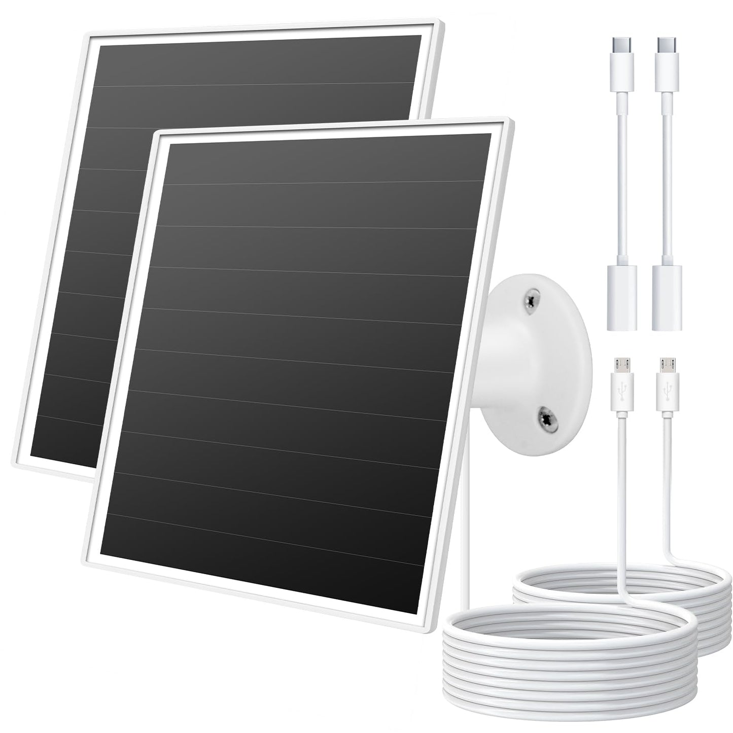 6W solar panel for outdoor installed surveillance cameras with Micro-USB and USB-C port, solar charger for battery cameras, compatible with Wyze/Reolink, fast charging.