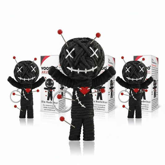 Good Luck® Voodoo Doll with Needles | 3-Pack | Gift Box & Instructions | Joke Medicine | Office Gift for Colleagues, Boss | Anti Stress | Farewell | Office