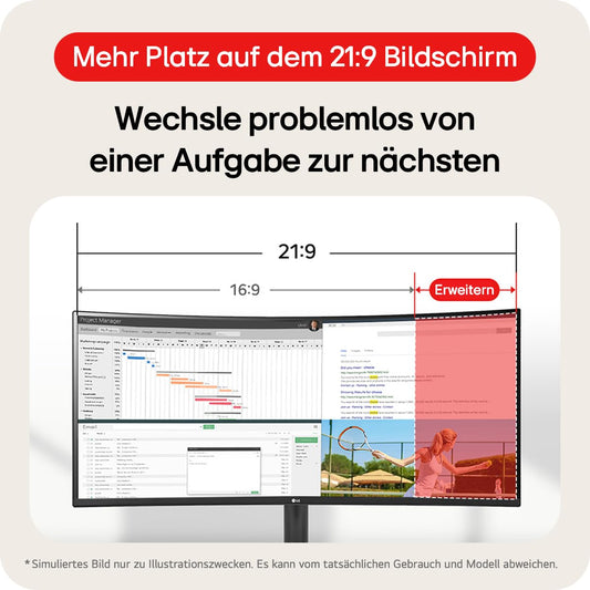 LG Electronics 34WR50QK-B.AEU UltraWide 1800R Curved QHD Monitor 34", 3440 x 1440, 21:9, 5ms GtG, 100 Hz, HDR10, 99% sRGB, PBP mode, OnScreen Control, AMD FreeSync - Black