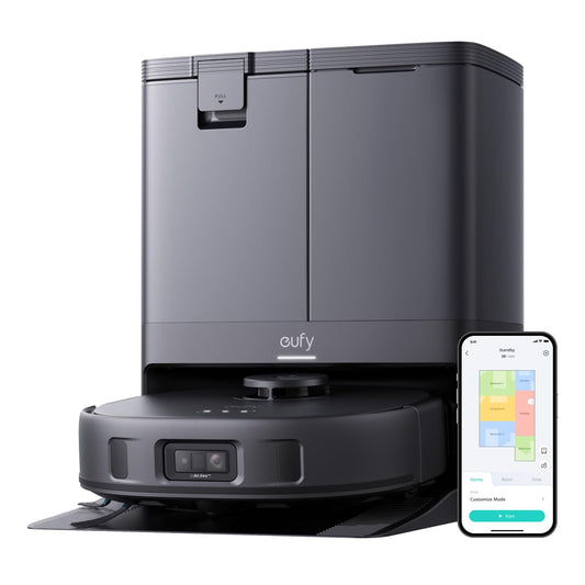 eufy X10 Pro Omni Robot Vacuum with Mop & Dustbin, 8,000Pa suction power, Auto-Dust Collection/Refilling, 2× Auto-Lift-Mop with Auto-Wash/Dry, Active obstacle avoidance, Child lock