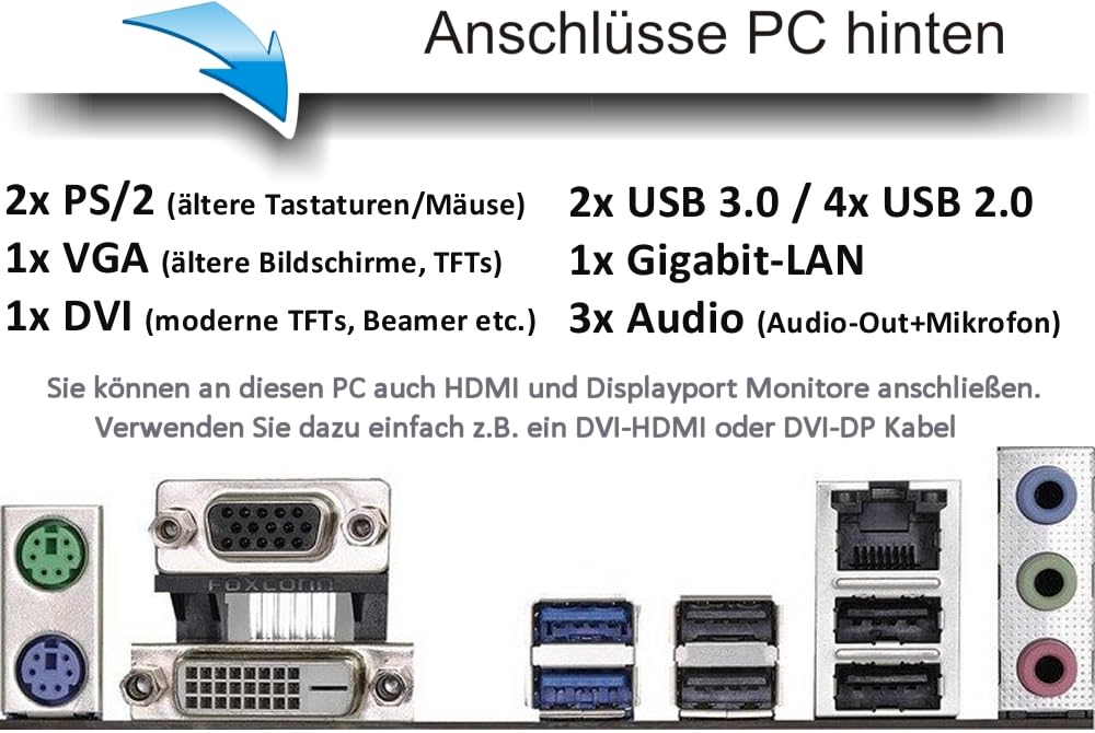 shinobee® Intel Core i7 4770 Multimedia PC - Fast computer for office & home office - System with 3.9 GHz - 32GB RAM - 1000GB SSD - DVD+RW - USB3.0 - WLAN - Windows 11 Pro | MS Office | #6956