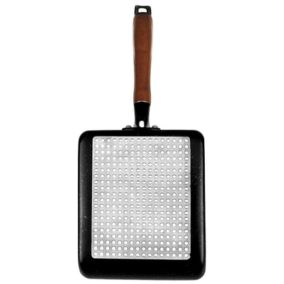 Artcome Japanese omelette pan Tamagoyaki egg pan Rectangular mini frying pan with silicone spatula and brush, black plate (Black)