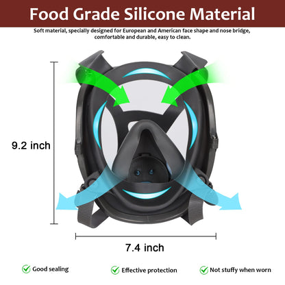 ASNABYYA Full Face Respirator Mask, Reusable Full Face Cover, Wide Field of Vision and Eye Protection for Painting, Welding, Polishing, Woodworking, Grinding, Auto Spraying.