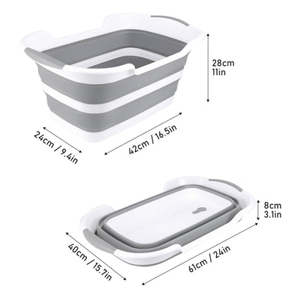 Multifunctional collapsible pet bathtub with drain hole, Portable indoor outdoor foldable laundry tub bathtub for small pets bathing puppies small dogs cats and kids
