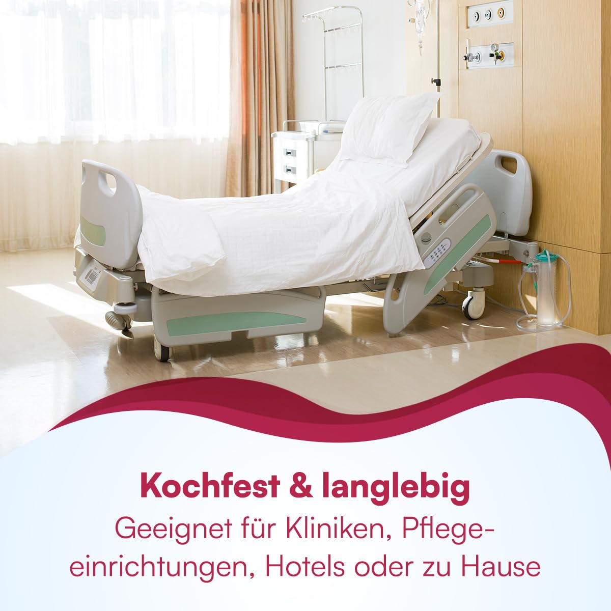 Clinotest Premium 100% cotton flat sheet without elastic band 160x280 cm - Resilient bed sheet in hotel quality, can be used as tablecloth, photo backdrop, cover & blanket - for care facilities.