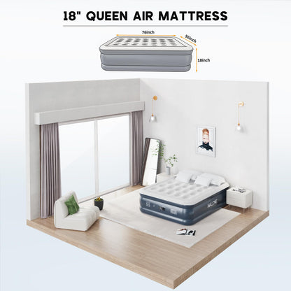 NALONE Air Mattress for 2 Persons, Self-Inflating Air Mattress with Integrated Pump, Self-Inflating Air Bed in 3 Minutes, Inflatable Mattress for Camping & Home Use (Queen)