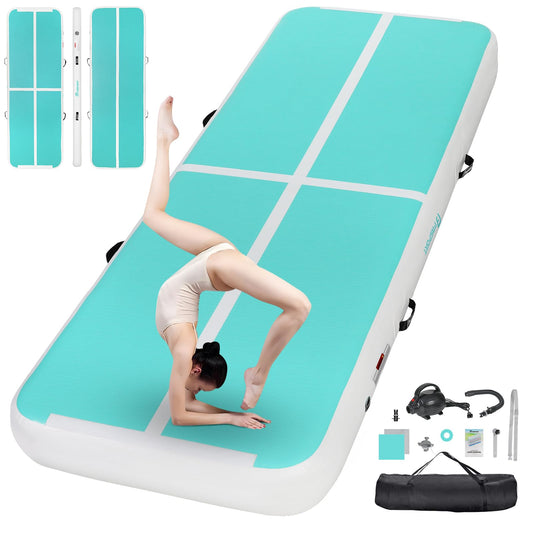 FBSPORT Airtrack Mat, 10cm Thickening 3M Tumbling Mat, Gymnastics Mat with Air Pump, Training Mat with Carry Bag, Exercise Mat for Home, Outdoor, Yoga