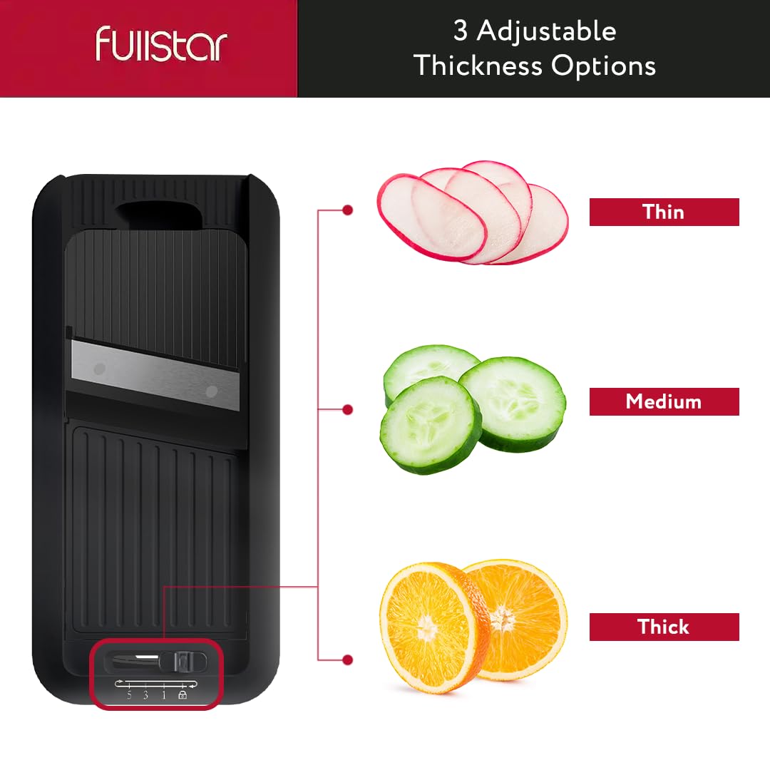 Vegetable slicer mandoline vegetable slicer cucumber slicer onion slicer potato slicer fruit slicer grater for vegetables and cheese julienne cutter (all-in-1 black)