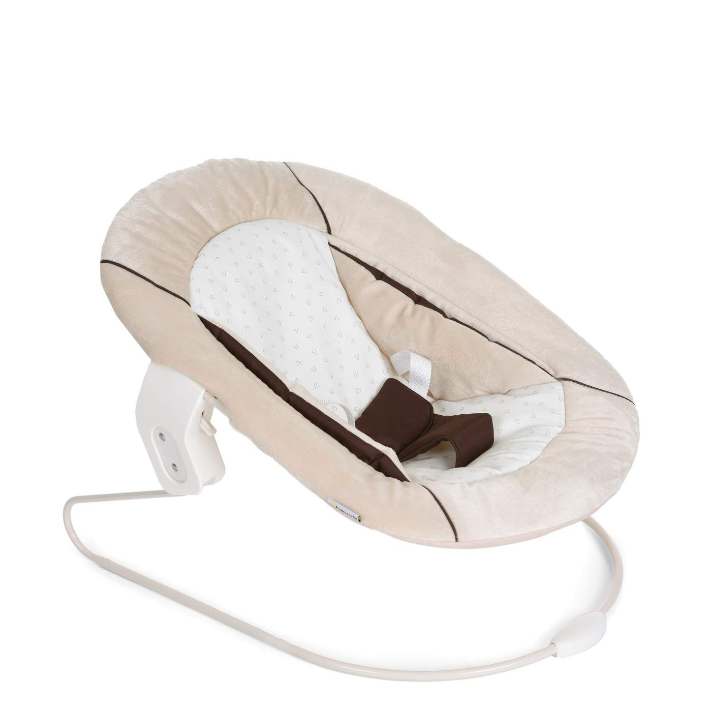 Hauck 2in1 Baby Bouncer & Newborn Attachment for Alpha+ & Beta+ Wooden High Chair Alpha Bouncer 2in1, for babies from birth up to 9 kg, with 3-point harness, teddy insert, and rocking frame (Hearts Beige)