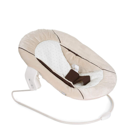 Hauck 2in1 Baby Bouncer & Newborn Attachment for Alpha+ & Beta+ Wooden High Chair Alpha Bouncer 2in1, for babies from birth up to 9 kg, with 3-point harness, teddy insert, and rocking frame (Hearts Beige)