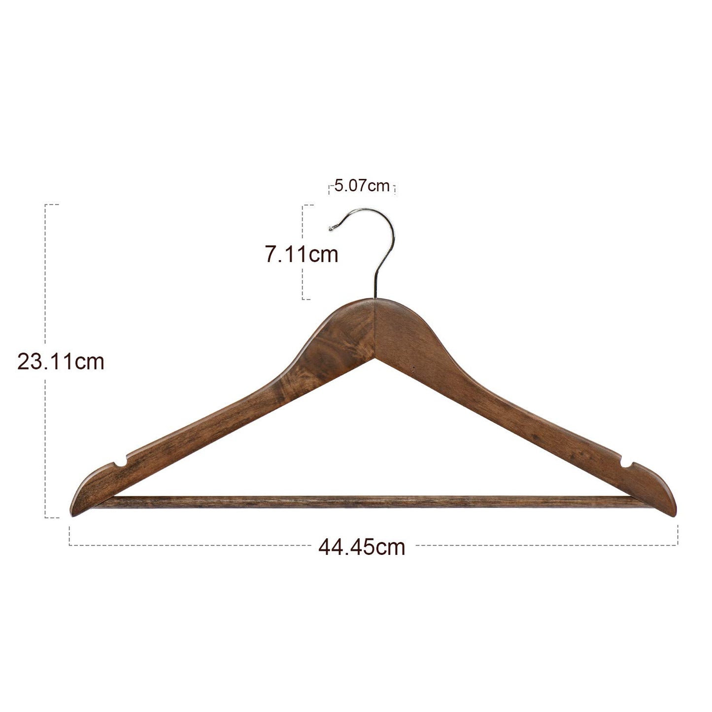 HOUSE DAY 20 Pack Walnut Wood Hangers Durable Rotating Coat Suit Wide 44.5cm Natural Wood