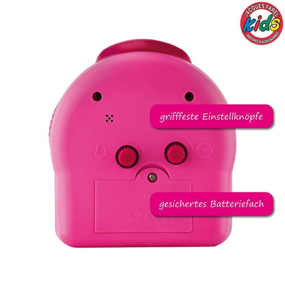 JACQUES FAREL children's alarm clock learning clock girls 3D unicorn pink rose analog quartz without ticking with light and snooze alarm ACW 50