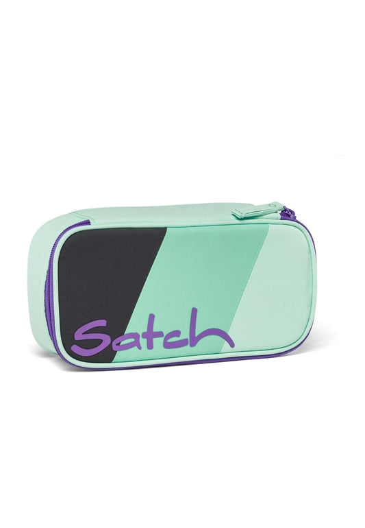 Satch pencil case XL with divider zipper compartment ruler pen holder clear window for timetable Cool Down - Grey.