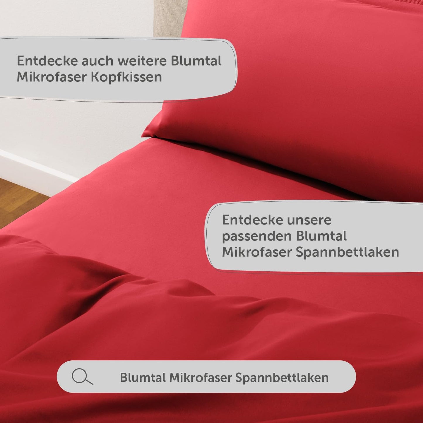 Blumtal bedding set 240x220cm + 2x 40x80cm pillowcase - Oeko-TEX cert. microfiber bedding set - Microfiber duvet cover up to 95 °C - Duvet cover + pillowcase 3-piece set - Summer bedding Red