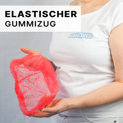 ARNOMED 1000x Disposable Hair Net 52 CM Red, Disposable Head Cover, Cap for Surgery, Gastronomy & Hygiene, Disposable Hair Cap, Disposable Head Cap, Hair Net, Clip Caps, Fabric Hair Protection Cap.