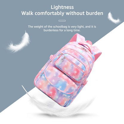 Tanou school backpack set for girls includes lunch bag and pencil case. Lightweight and breathable, suitable for 3rd to 9th grade girls. 22 liter capacity, perfect for travel. Color: pink.