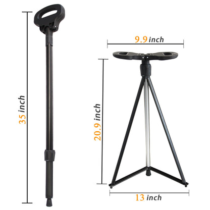 ALEVMOOM walking cane with seat, folding chair, portable, retractable, lightweight, for elderly individuals, outdoor travel.