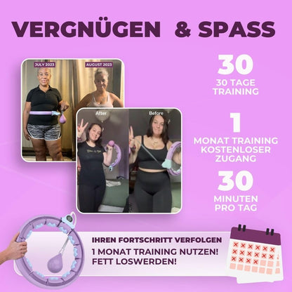 Swiss Activa+ S5.S Silent Hula Hoop hoop for adults with counter 60-112cm - Extra quiet - Doesn't fall down for women to lose weight - Smarter fitness with weight