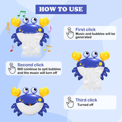 Jiosdo bathtub toy, crab bath toy bubble with music, bath toy for baby 1 2 3 4 year olds, bathtub toy water toy for children, gifts for boys and girls (blue)