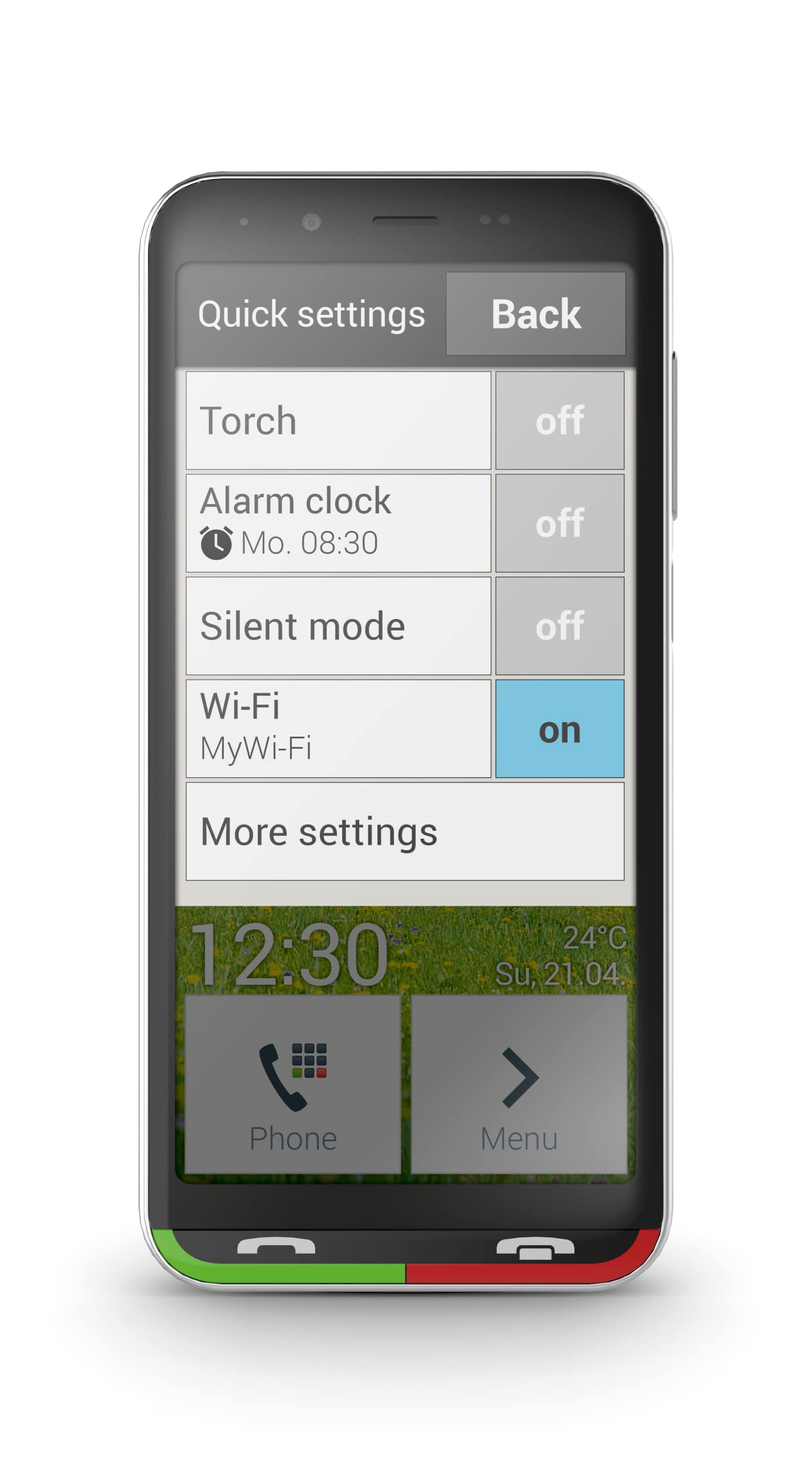 Emporia Super Easy - 4G smartphone, easy to use, SOS button, 4.95-inch display, 32 GB, 3 GB RAM, 13 Mpx camera, Android 10, charging station, Black (Italy)