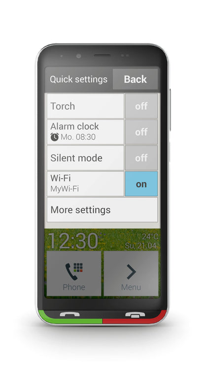 Emporia Super Easy - 4G smartphone, easy to use, SOS button, 4.95-inch display, 32 GB, 3 GB RAM, 13 Mpx camera, Android 10, charging station, Black (Italy)