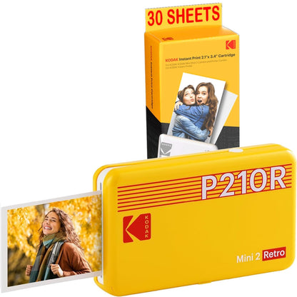 KODAK Mini Printer P210 Retro 2 + cartridge and paper for 30 photos - printer with Bluetooth - photos format CB 5.3 x 8.6 cm - lithium battery - thermosublimation 4 Pass
