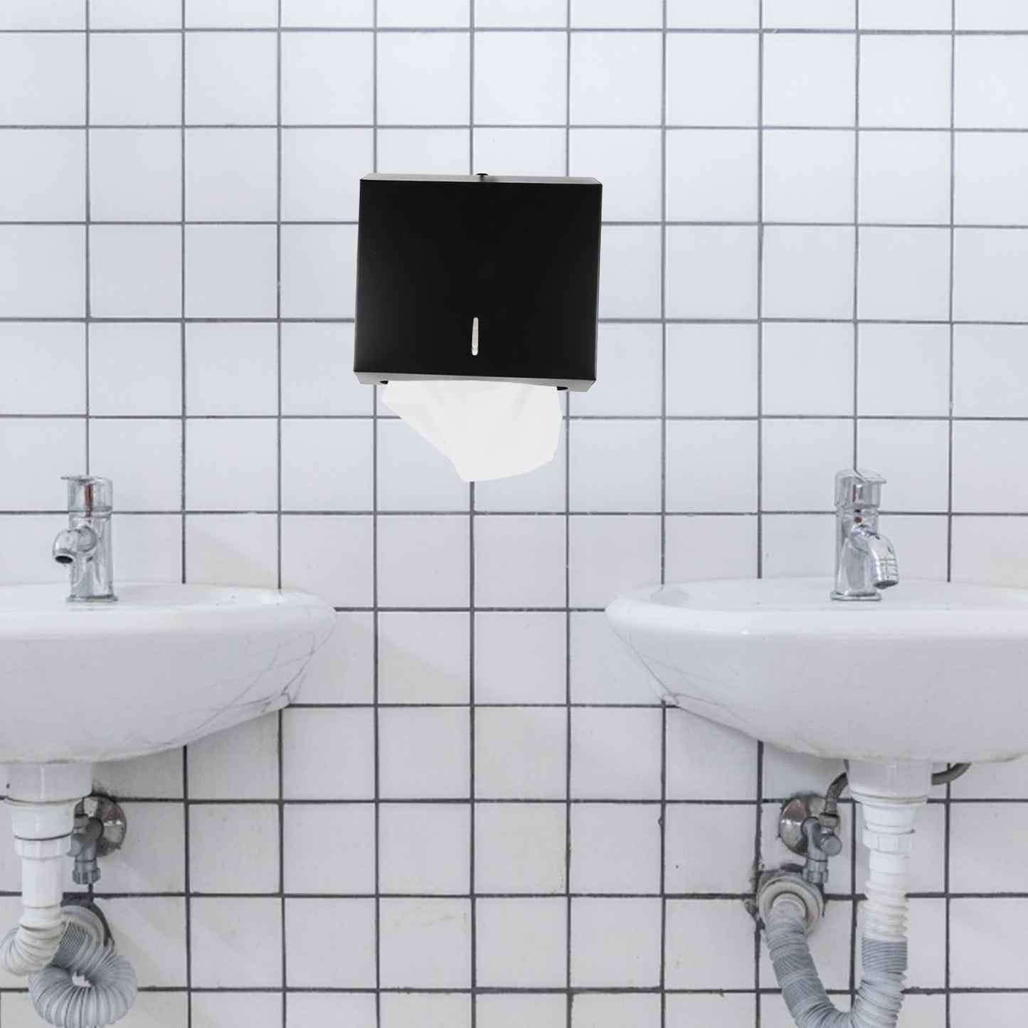 Cabilock Wall-Mounted Bath Bag Dispenser C Fold Paper Towel Dispenser Multi-Fold Towel Dispenser (Black)
