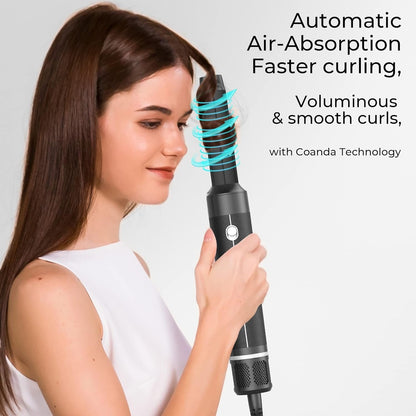 Hair styler 7 in 1, UKLISS Ionic Hair Dryer with Various Attachments: hot air brush, round brush, automatic curling iron, high-speed hair dryer with diffuser, hair straightening brush, gifts for women.