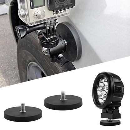 2 pieces Neodymium Magnets Rubber Coated, Ø 88mm Rubber Round Magnets, Flat Grip Magnet, Disc Pot Magnet with M8 External Thread, 55kgs Holding Capacity, for Light Strips, Rubber Round Magnets with Thread.