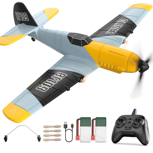 DEERC RC Airplane Messerschmitt Bf 109, 2.4GHz remote control airplane with 6-axis gyro stabilizer, 3-channel RTF RC glider toy for beginners, kids, adults.