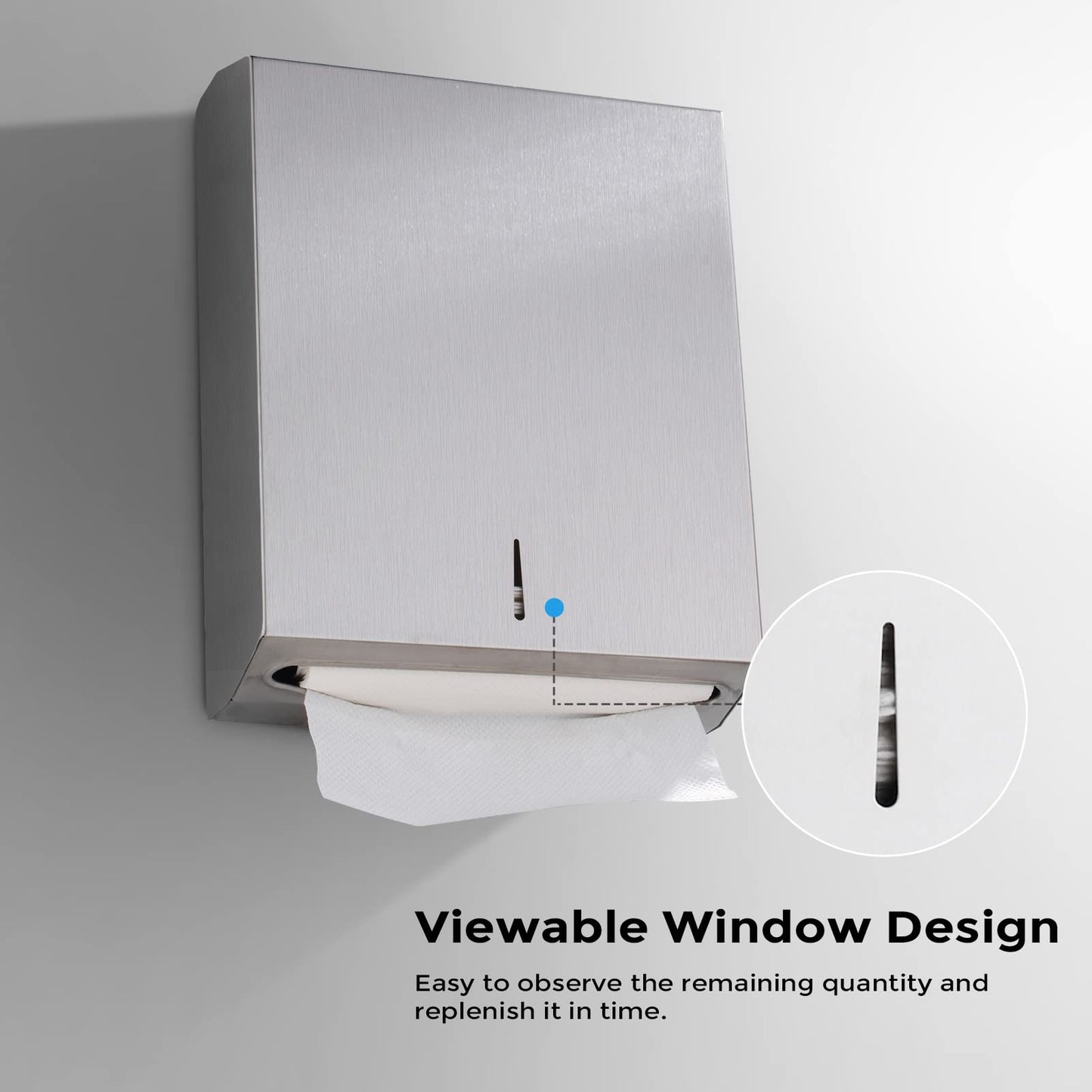 modunful Paper Towel Dispenser Wall Mount - Multifold Trifold Paper Towel Dispenser, Large Capacity Stainless Steel Tissue Holder, Suitable for Bathroom and Public Places
