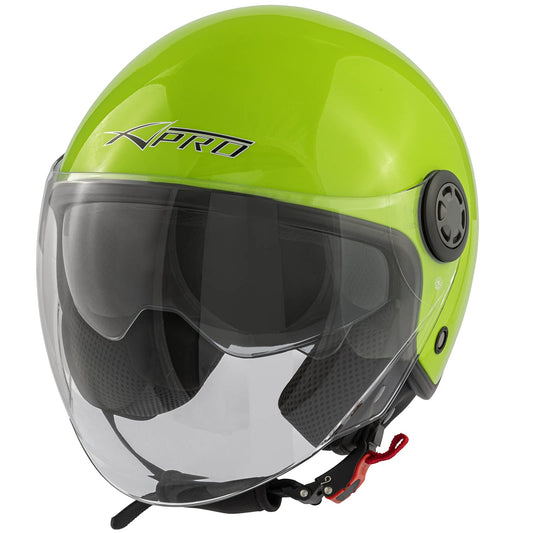 Jet helmet motorcycle scooter helmet long sun visor approved ECE 22 06 green L