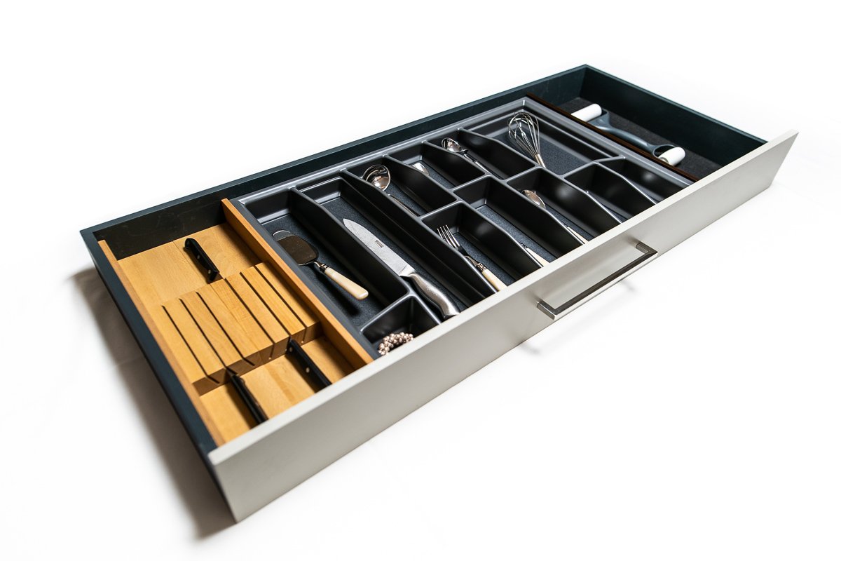 Lana Solution cutlery insert for 120mm drawer, 473.5mm x 900mm, anthracite.