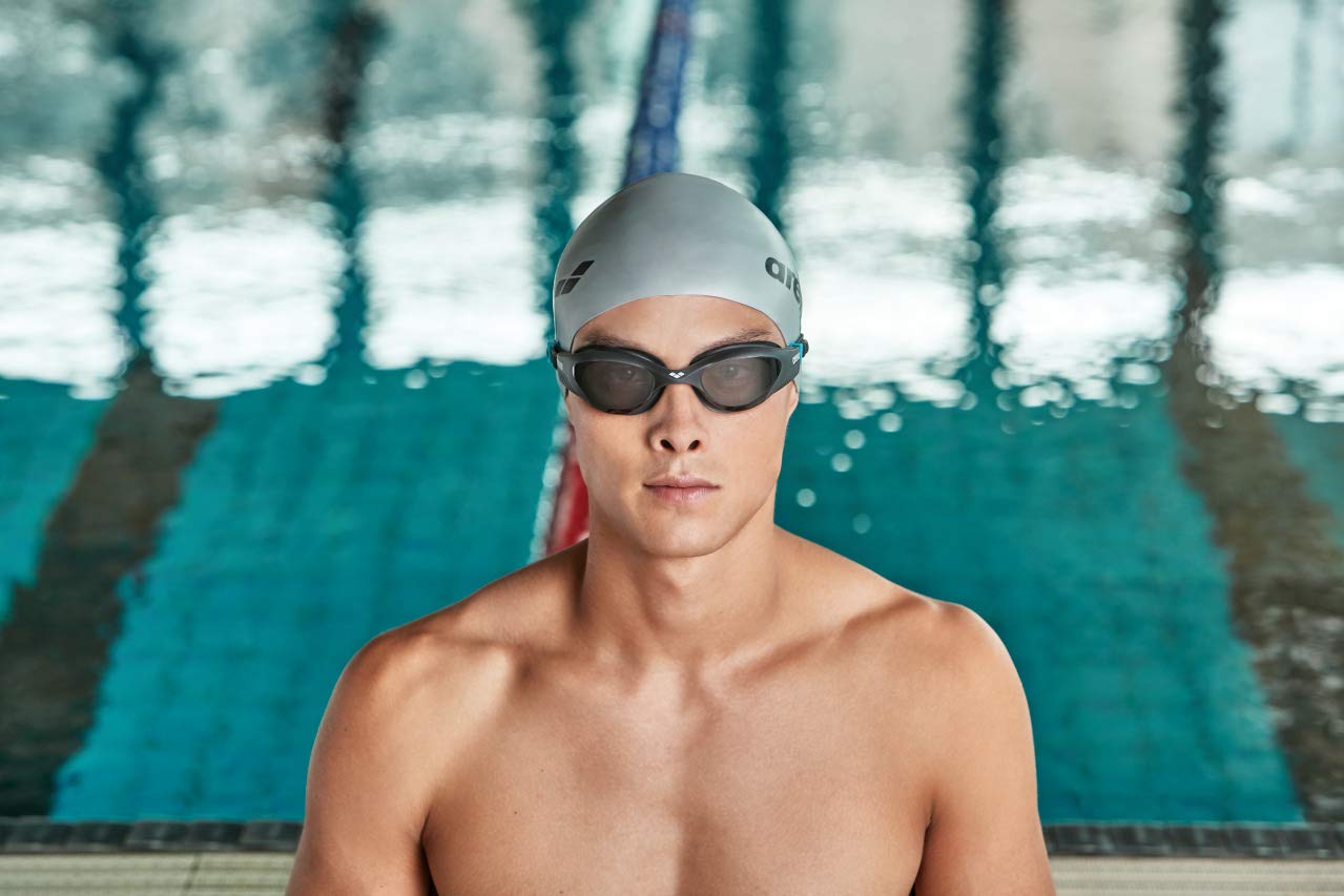 ARENA Unisex Competition Training Aid Hand Paddle Vortex, Silver-Black (15), M & Unisex Swim Cap Classic Silicone (Reinforced Edge, Soft), Black-Silver (55), One Size