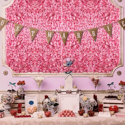 Artificial flower wall art decoration: Blosmon 6 pieces pink flower arrangements flower wall hydrangeas fake silk flower arrangement for wedding balcony garden living room table wall decoration