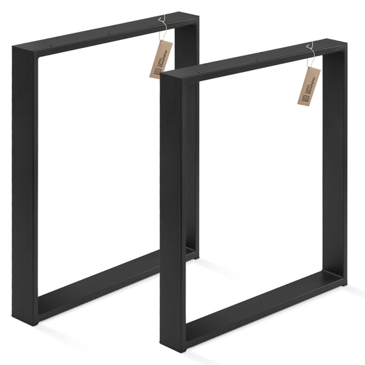 LAMO manufacturing table legs for desk dining table, Simple Massive, square profile 80x20 mm, table frame 80x72 cm (WxH), black, 2 pieces, LTS-01-C-FF-9005