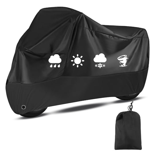 Motorcycle cover, 210D waterproof UV-resistant motorcycle garage, winterproof motorcycle cover for outdoor use, scooter moped cover (245cmx105cmx125cm).