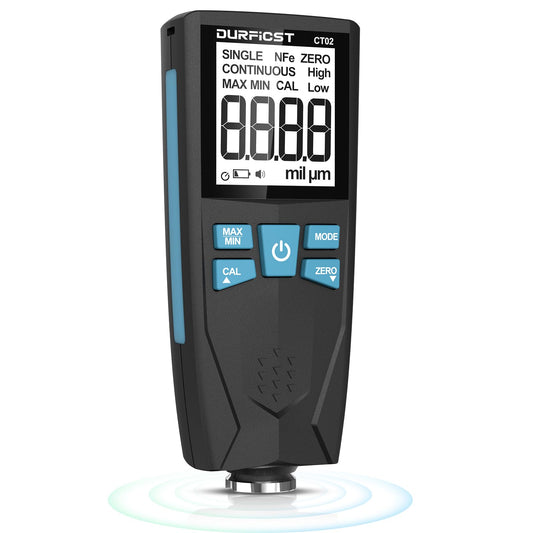 Automotive paint gauge, DURFICST paint thickness gauge for cars, with automatic digital calibration and data storage, paint thickness gauge for car, Fe/NFe automatic detection.