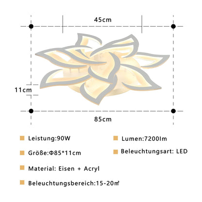 Sky angle LED ceiling light Dimmable, living room lamp with remote control, bedroom ceiling light modern ceiling lighting, Dimming 10 heads/Ø85cm/90W.