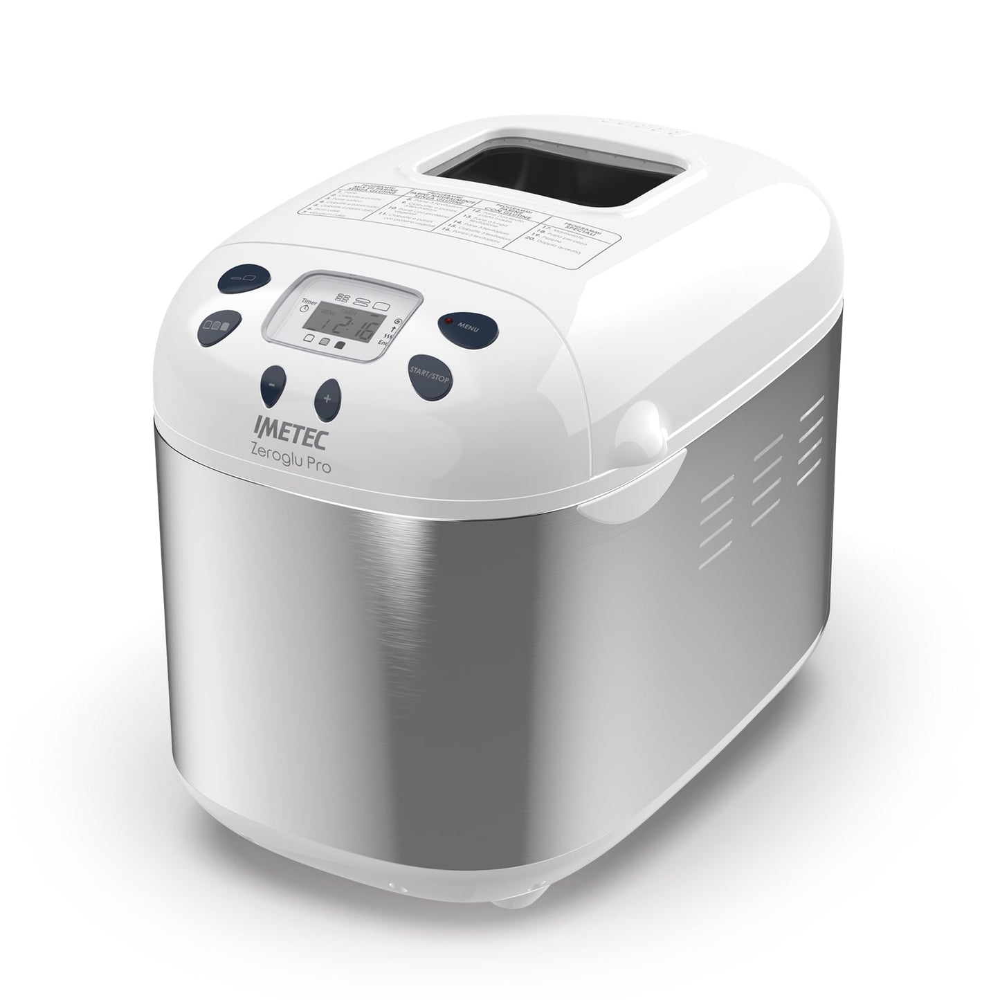 Imetec 7916 Zero-Glu Pro, device for gluten-free bread, ciabattas and rolls for celiac patients, pizza, cakes, jams, 20 programs, 2 paddles, controlled rising temperature recipe book