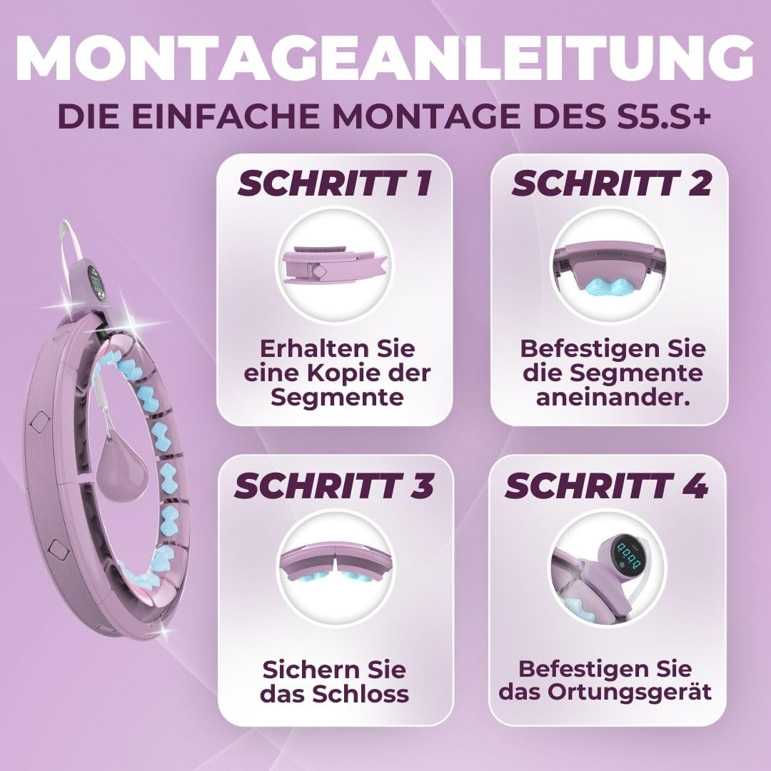 Swiss Activa+ S5.S+ Silent Hula Hoop for adults with counter 60-112cm - Extra quiet - Doesn't fall down - Hoop for women to lose weight - Smarter Fitness Hula Hoop with weight