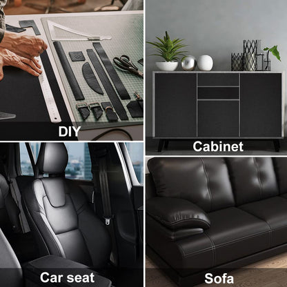 GELAISI Artificial Leather Self Adhesive 60*200cm Black Leather Patch Kit Self-Adhesive Leather Patches, Leather-Look Film Decorative Film Furniture Film Wallpaper Leather Repair Upholstery for Cabinet Leather Bag Car Seat Sofa