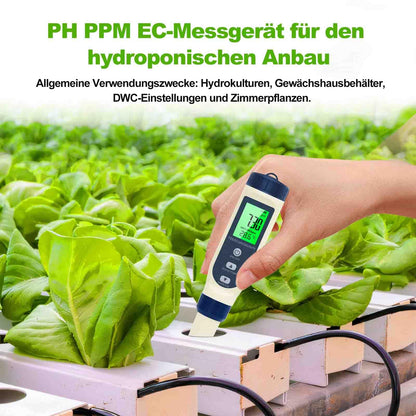 pH meter water, 5 in 1 pH/TDS/EC/Salinity/Thermometer tester with LCD display. Automatic temperature compensation, high precision for testing drinking water, pools.