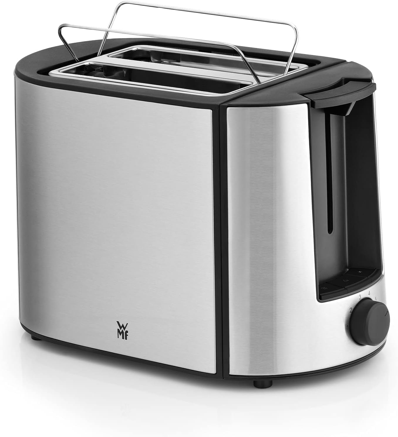 WMF Bueno Pro 2-Slice Toaster, Stainless Steel with Bun Warmer, 6 Browning Levels, 870 W, Matt Stainless Steel.