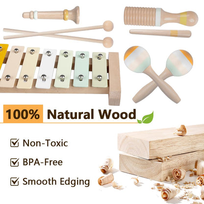 Toddler musical instruments, Montessori music toys for babies, percussion instruments for 1 year old boys and girls, birthday gift for kids aged 1-3 years (8 in 1) (6 in 1)