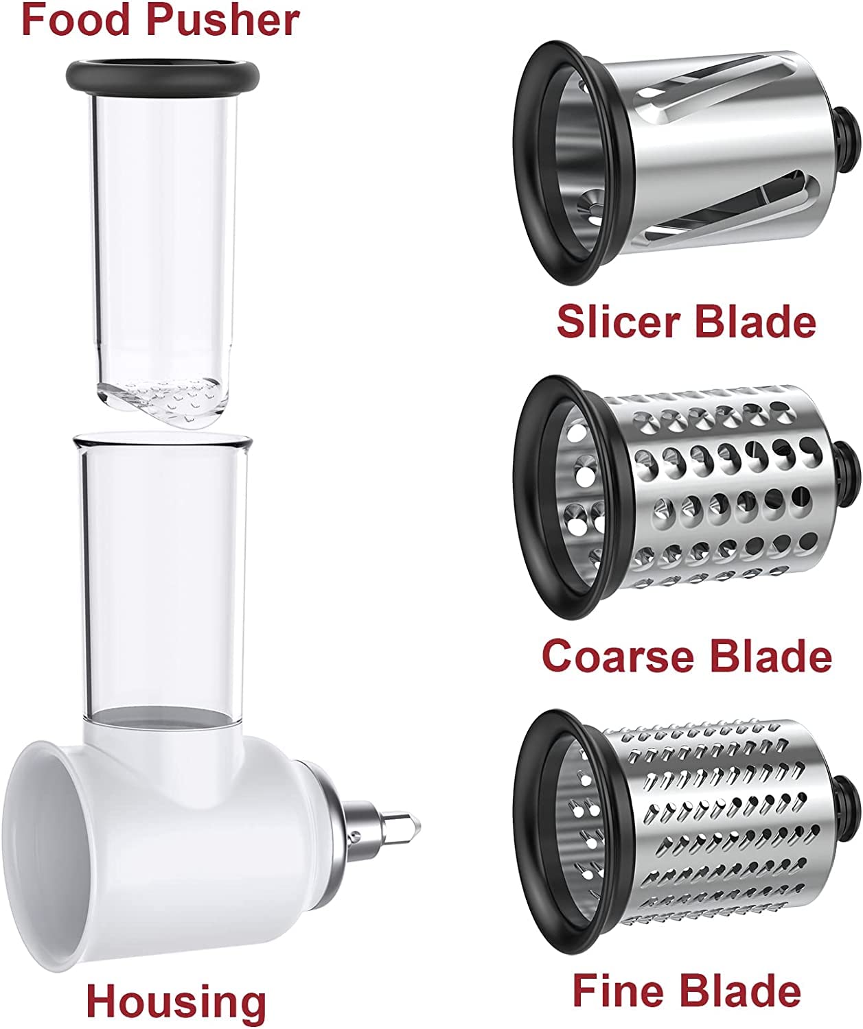 Vegetable slicer for KitchenAid stand mixer, slicer shredder attachment for KitchenAid accessory, vegetable slicer cheese grater set for KitchenAid accessory by GVODE.
