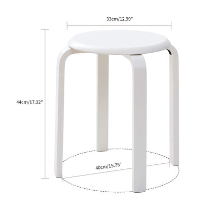 IBUYKE 4-piece dining stool set, wooden stackable chair with non-slip mat, stackable stool for classroom, your kitchen, dining, or home pub area White RF-717-4