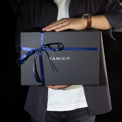 KAMIER Men's Watch Box with 12 compartments, Luxurious Large Real Wood Watch Box 2 Levels, Watch Case with removable watch cushions and drawer, Premium Watch Case with glass cover (with gift box)